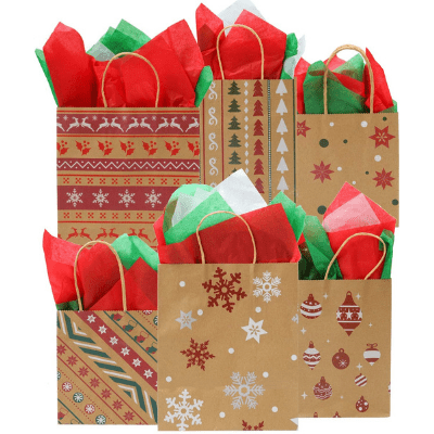 Elcoho Christmas Kraft Bags
