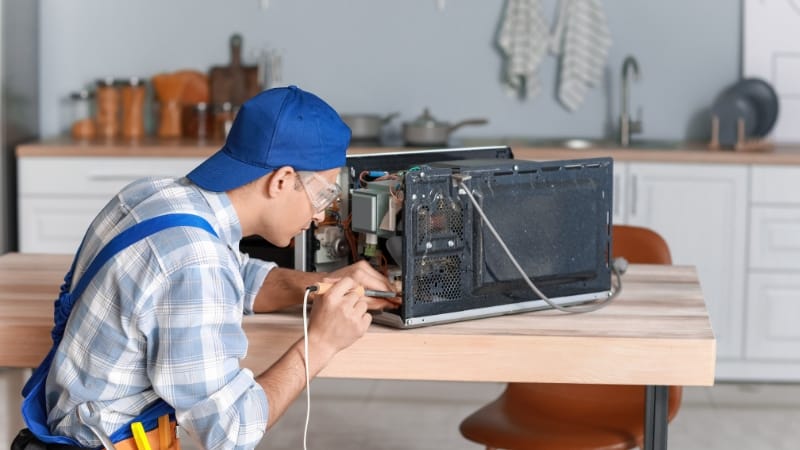 fixing a broken microwave oven