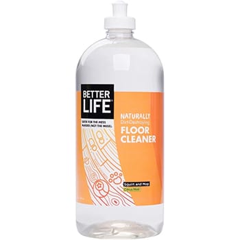 A bottle of better life floor cleaner simply floored