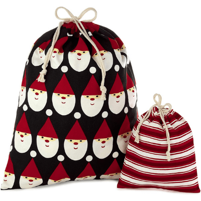 Hallmark Black and Red Drawstring Christmas Gift Bag