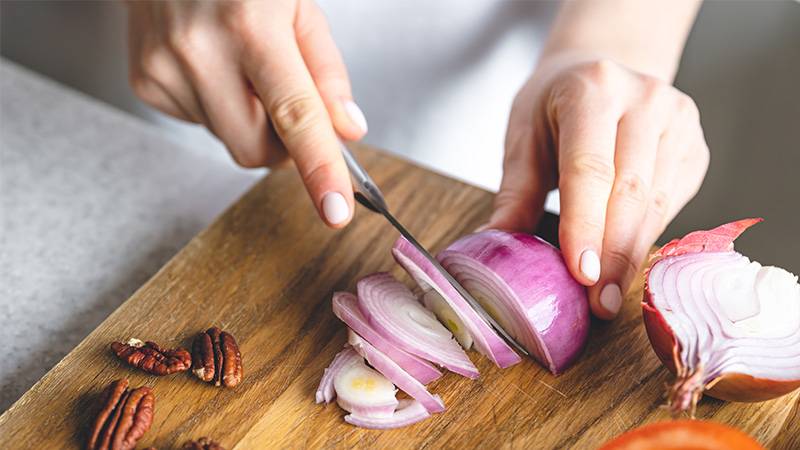 Onions being chopped