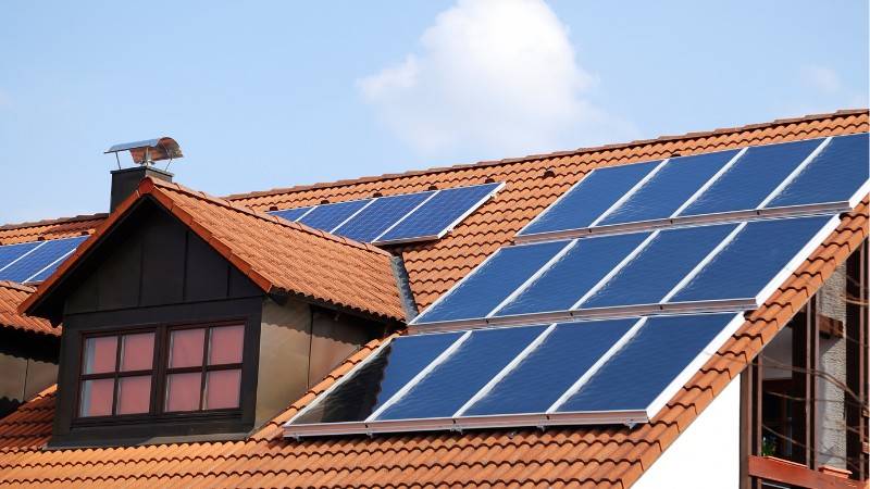 solar panels on the roof