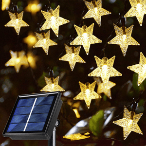 7. Windpnn Star-Shaped Solar String Lights (Best For Color Choices)